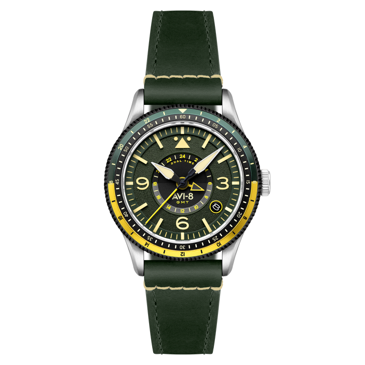 FLYBOY AIRMASTER GMT AUTOMATIC Green / Leather | Green Dial