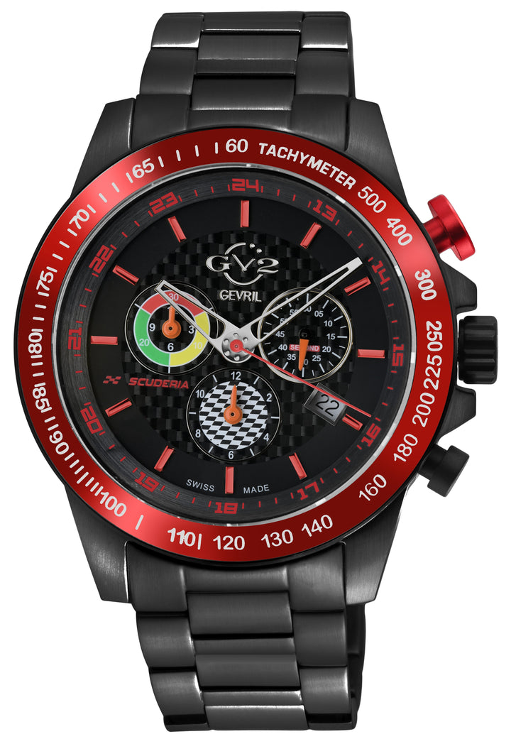 Scuderia Swiss Made Chronograph alarm, metal band Black red | Black Dial