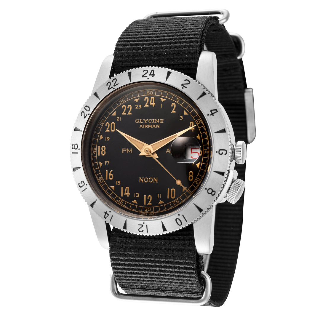 Glycine 40mm / Black / Black | Black Dial