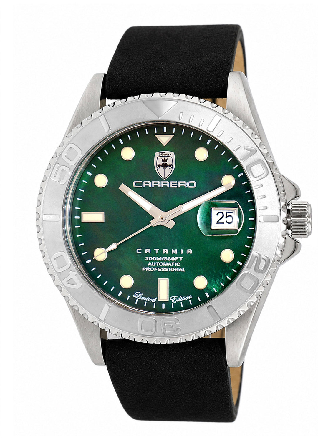 Catania MOP Silvertone-Green/ Black Green Mother-of-Pearl Dial