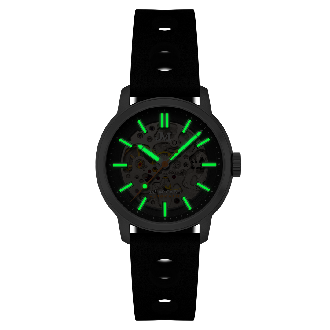 James McCabe Rally Automatic Black / Leather | Black Dial