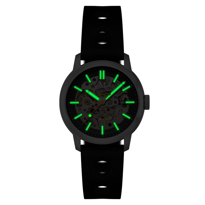 James McCabe Rally Automatic Black / Leather | Black Dial