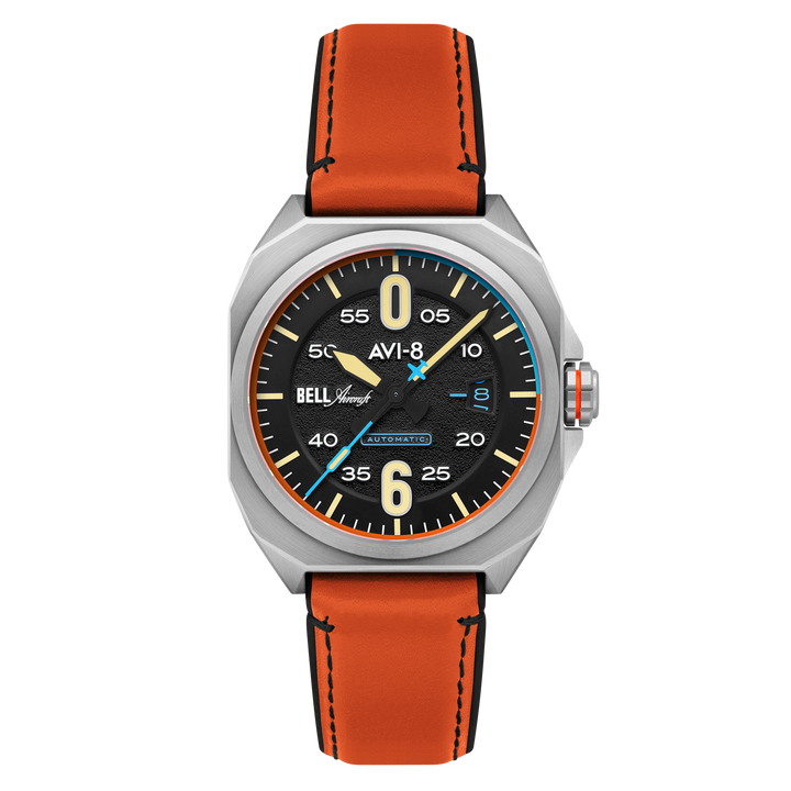 Bell X-1 Machbuster Automatic Black / Orange Hybrid leather and rubber strap | B