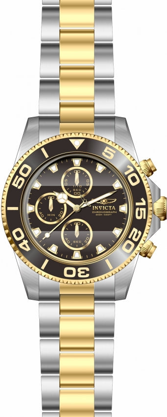 Pro Diver Chronograph Black Dial / Two-Tone Silver-Gold Stainless Steel Bracelet