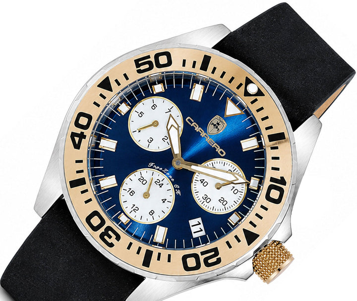 FreeZone-CH Blue-Gold tone / Black Strap Blue Dial