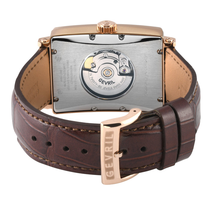 Avenue of Americas Gevril Men's Avenue of America's IPRG Case, Silver Dial, Genu