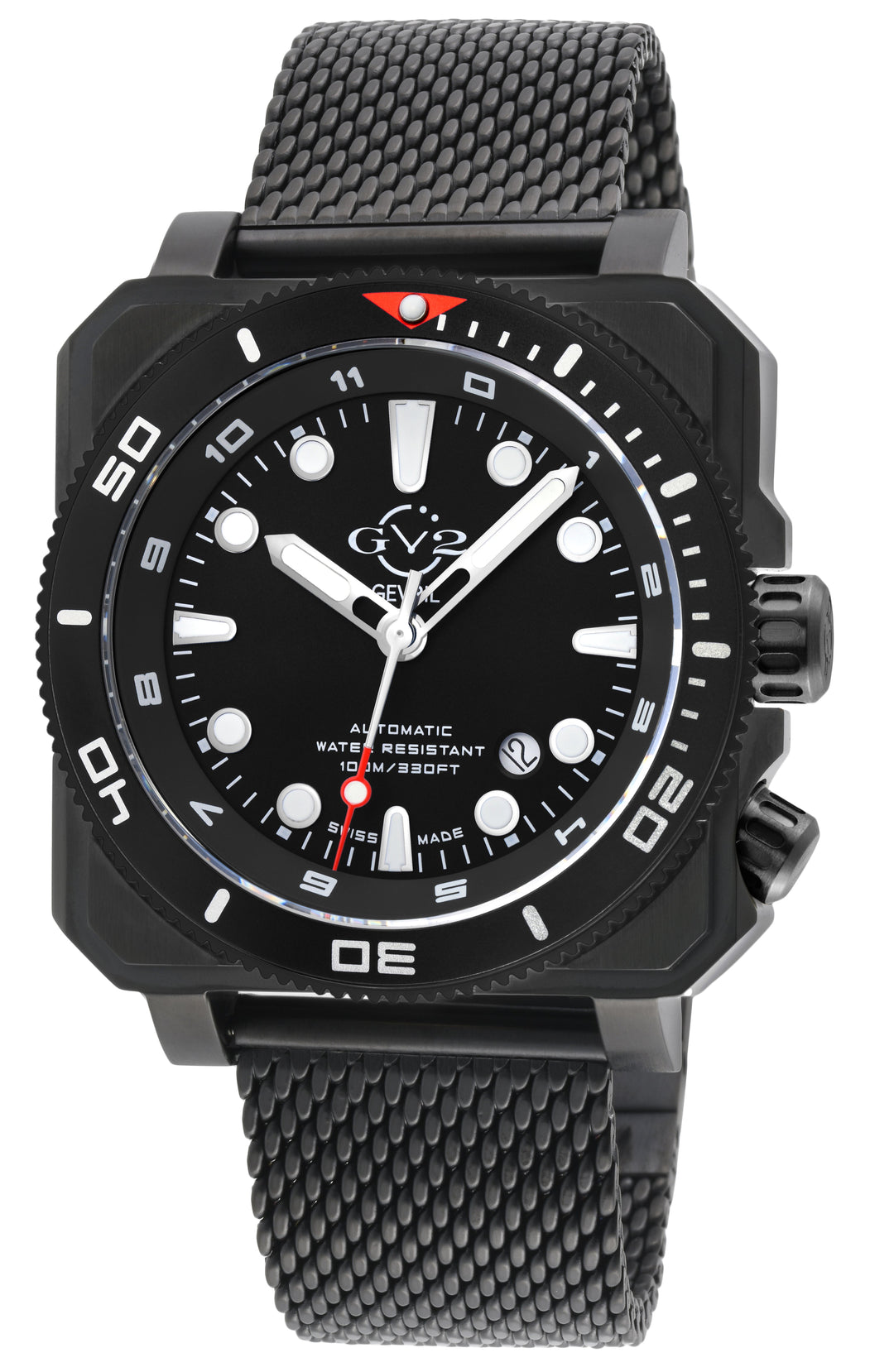 XO Submarine Sellita SW200 rotating bezel Black dial Black PVD Divers watch Mesh
