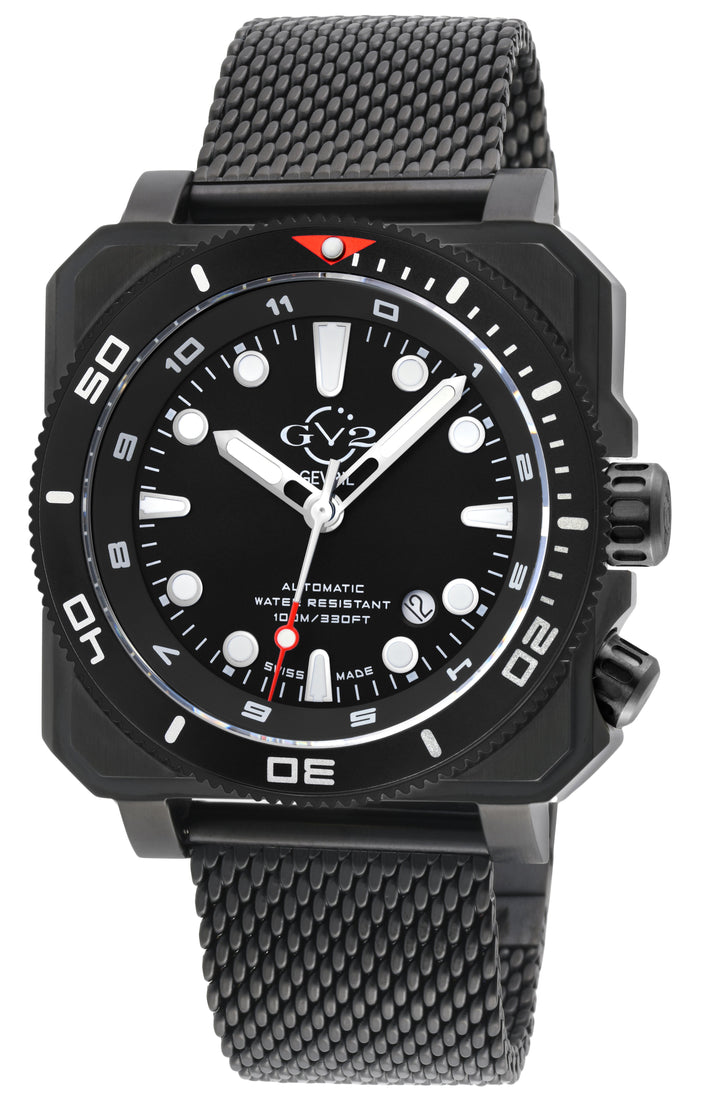 XO Submarine Sellita SW200 rotating bezel Black dial Black PVD Divers watch Mesh