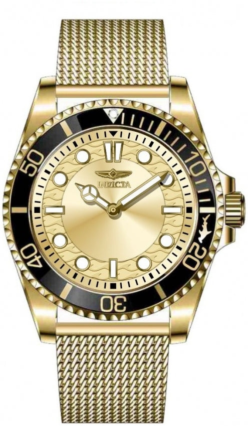 Pro Diver Men Gold-Tone Dial / Gold-Tone Stainless Steel Mesh Bracelet