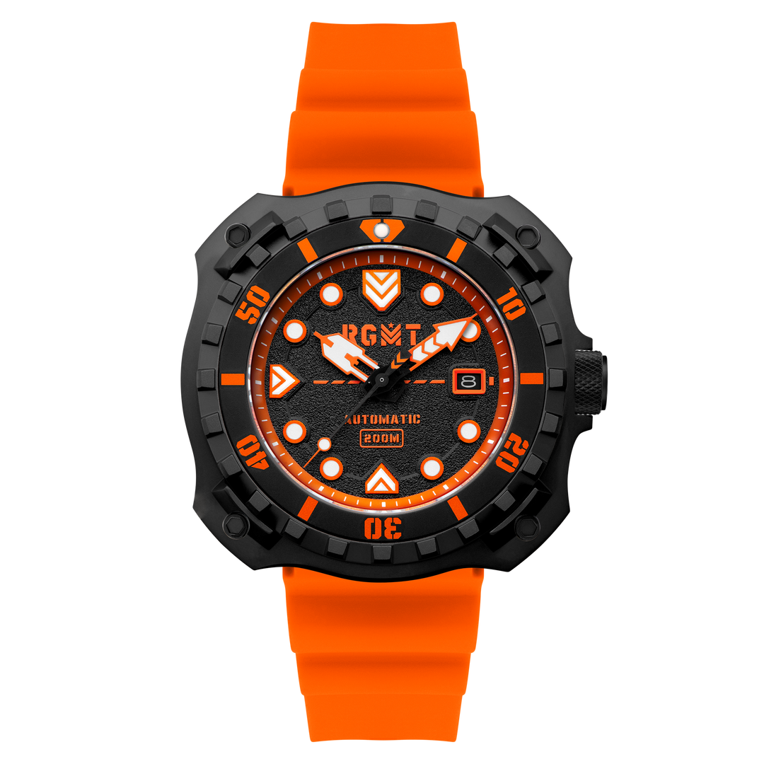 Minesweep Automatic Black & Orange / Silicone | Black Dial