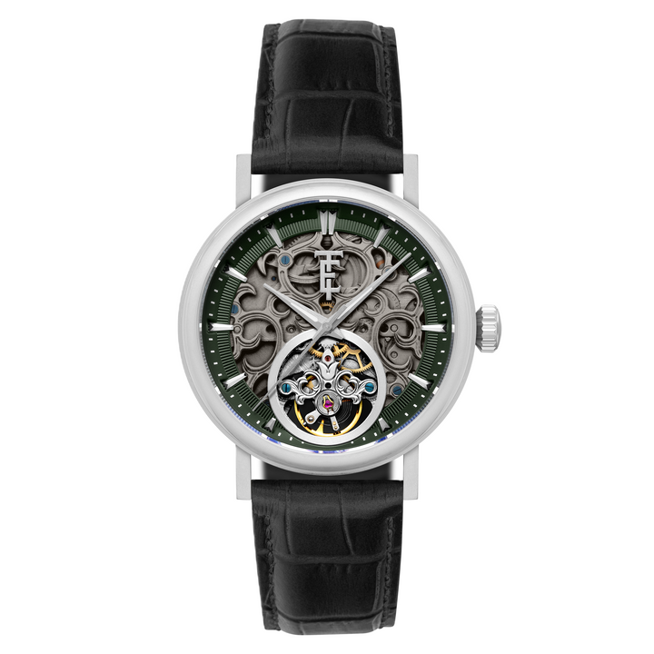Beaufort Sage Face  / Black Leather Strap Green Dial