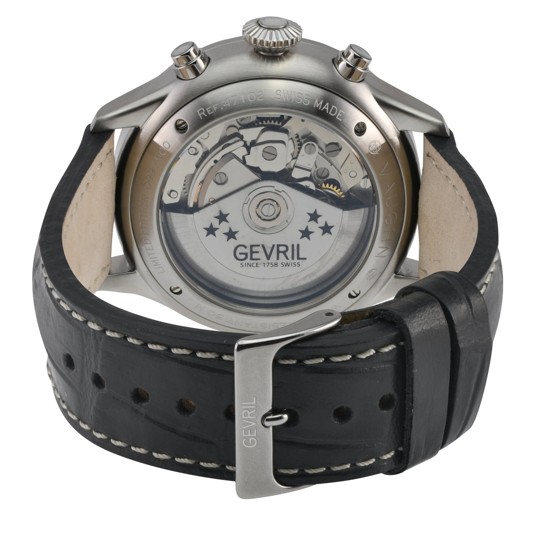 Vaughn Swiss automatic ETA 7750 pilot chronograph gray Dial, Italian Leather Str