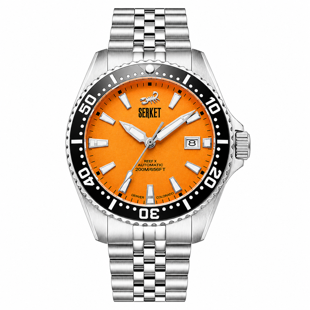 Reef X Diver Habanero 43mm 5-Link Bracelet Orange Dial