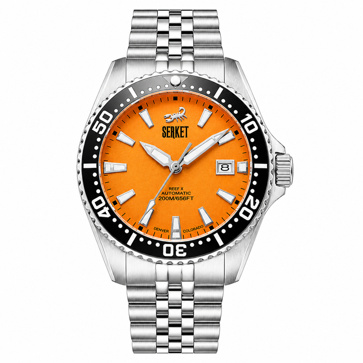 Reef X Diver Habanero 43mm 5-Link Bracelet Orange Dial