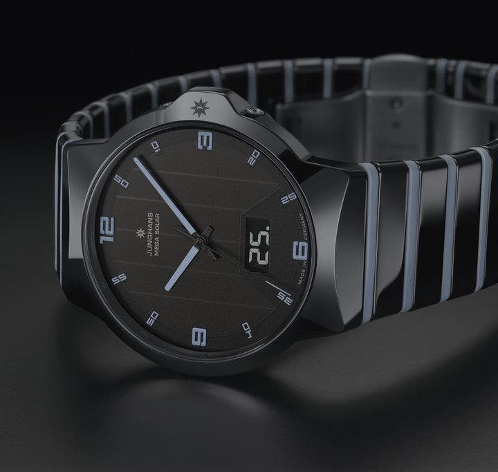 Force Mega Solar Black Ceramic / Ceramic Bracelet Black Dial