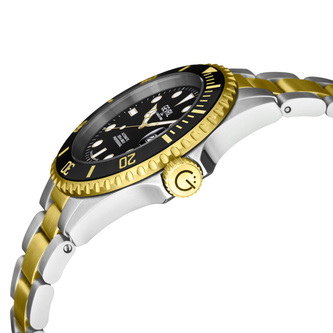 Wall Street Gevril Swiss Made SW200 Steel Rotating Bezel watch, Two toned Gold b