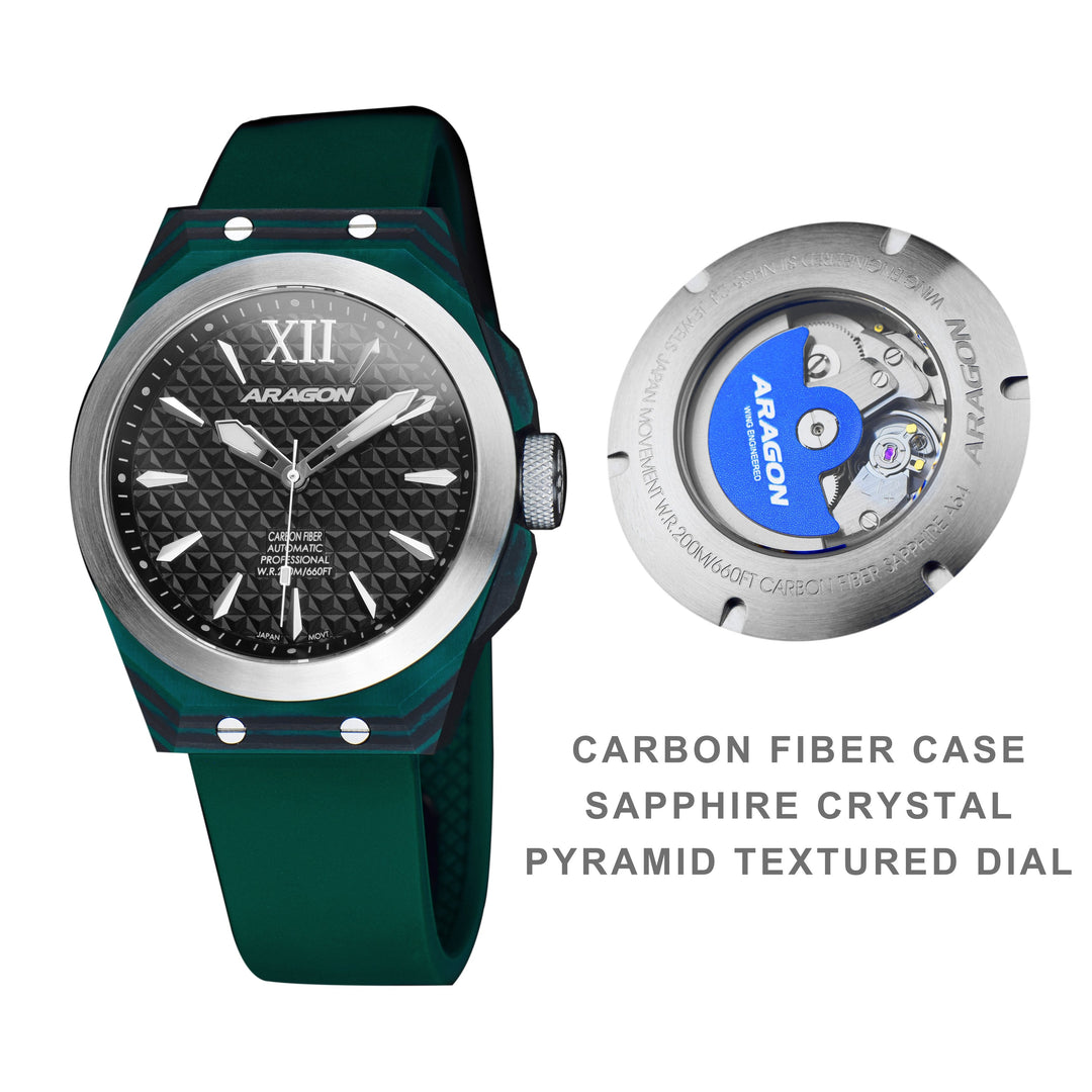 DF Carbon Fiber Automatic Black Dial, Green Case | Black Dial