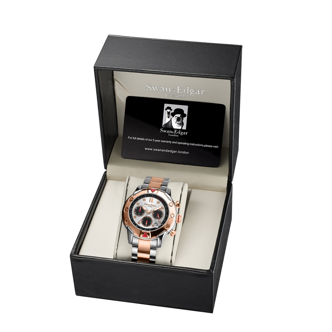 Mechanical Quartz Hybrid Silver Dial Two-Tone Bracelet Steel/Rose Gold Case Chro