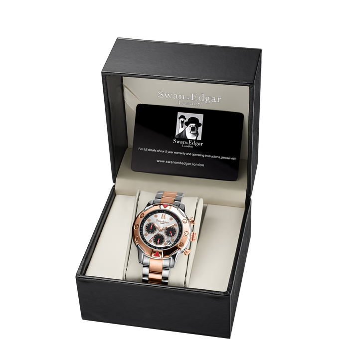 Mechanical Quartz Hybrid Silver Dial Two-Tone Bracelet Steel/Rose Gold Case Chro