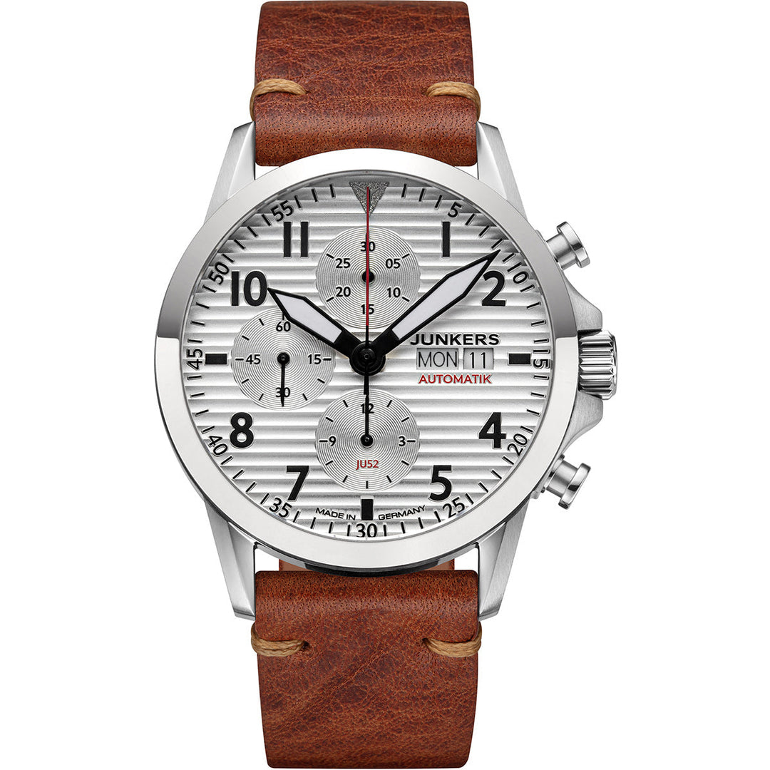 JU 52 Aviator Leather / Silver Silver Dial
