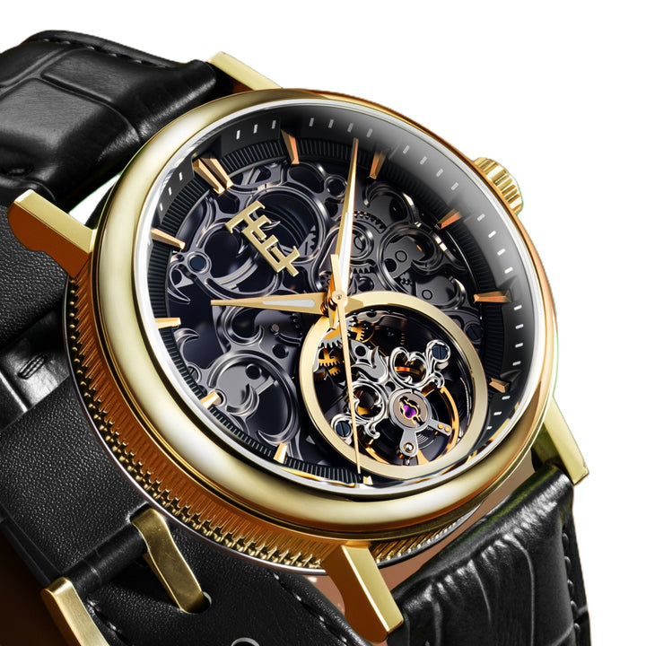 Beaufort Noir Glow / Black Leather Strap Black Dial