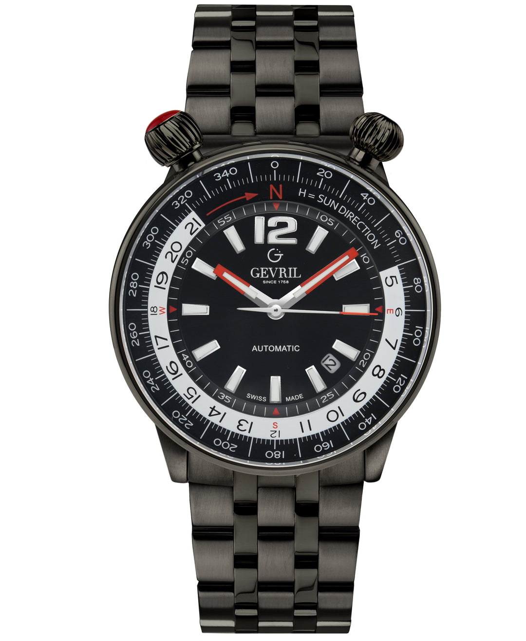 Wallabout Gevrill Wallabout Swiss Automatic Solar Compass Watch | Black Dial