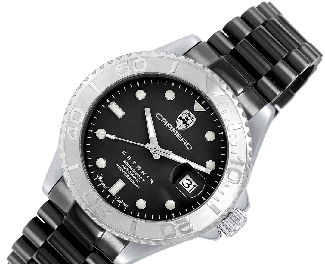 Catania MOP Silvertone-Black/ IP-Black Black Dial
