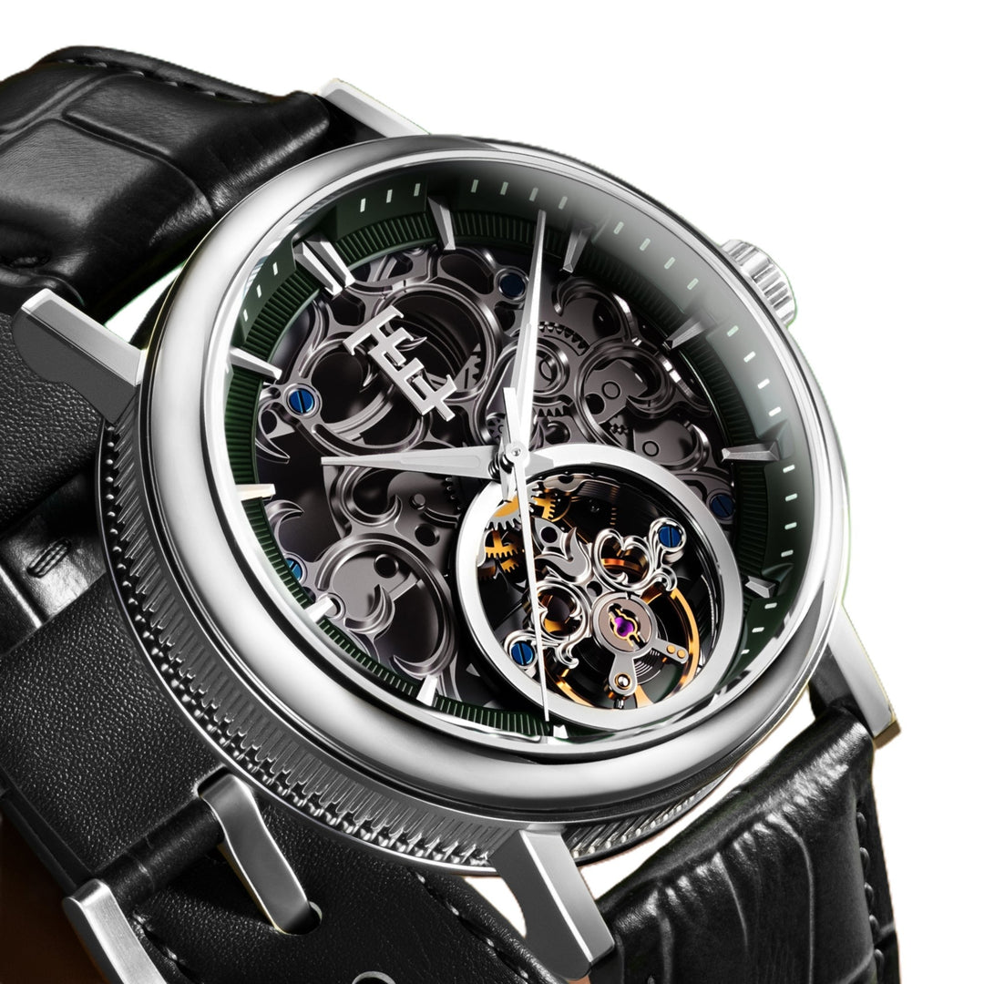 Beaufort Sage Face  / Black Leather Strap Green Dial