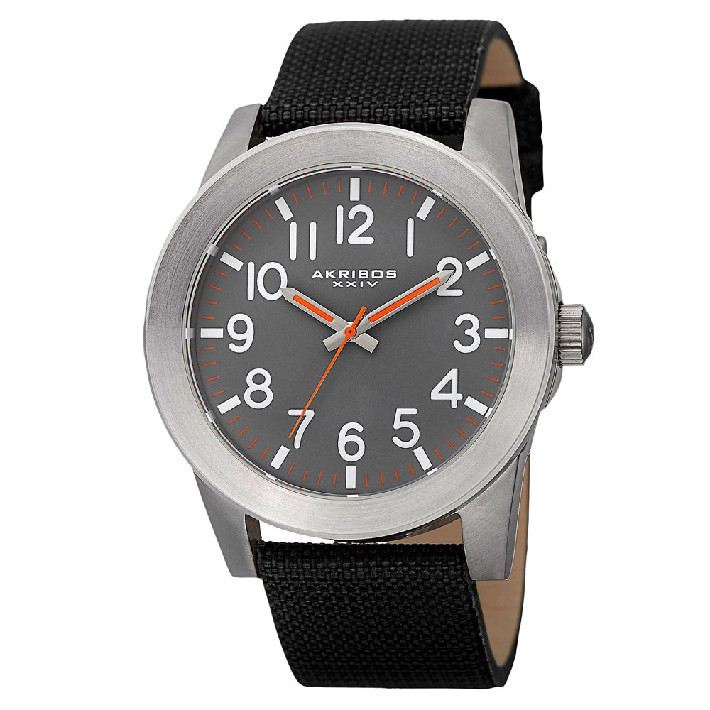 AK779SSB-Casual Black/CANVAS with Leather Backing | Gray Dial