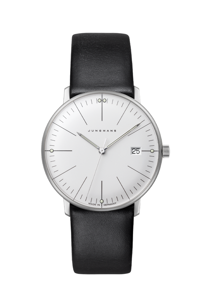 Max Bill Damen Silver Dial / Black Leather Strap Silver Dial