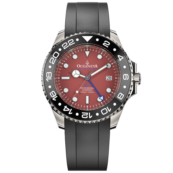 Oceaneva Deep Marine Explorer VI Grade 5 Titanium Automatic Burgundy Dial Watch 