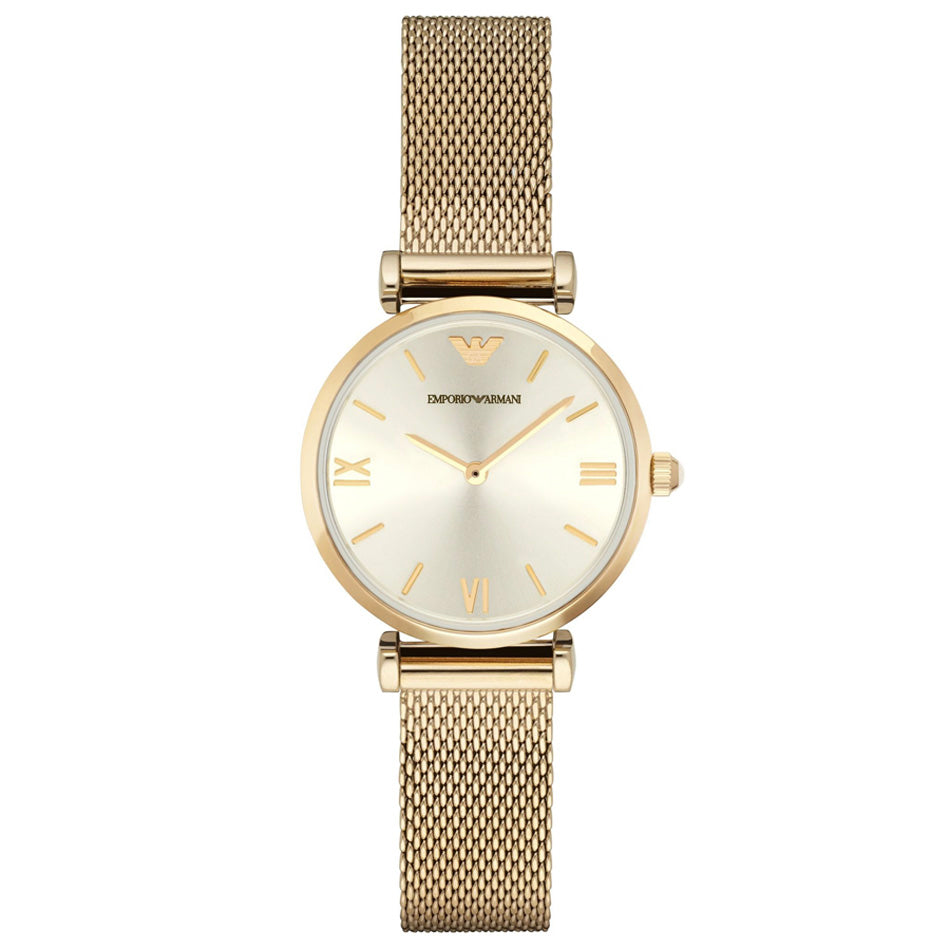 Retro Silver dial / Gold Stainless Steel Mesh Bracelet Silver Dial