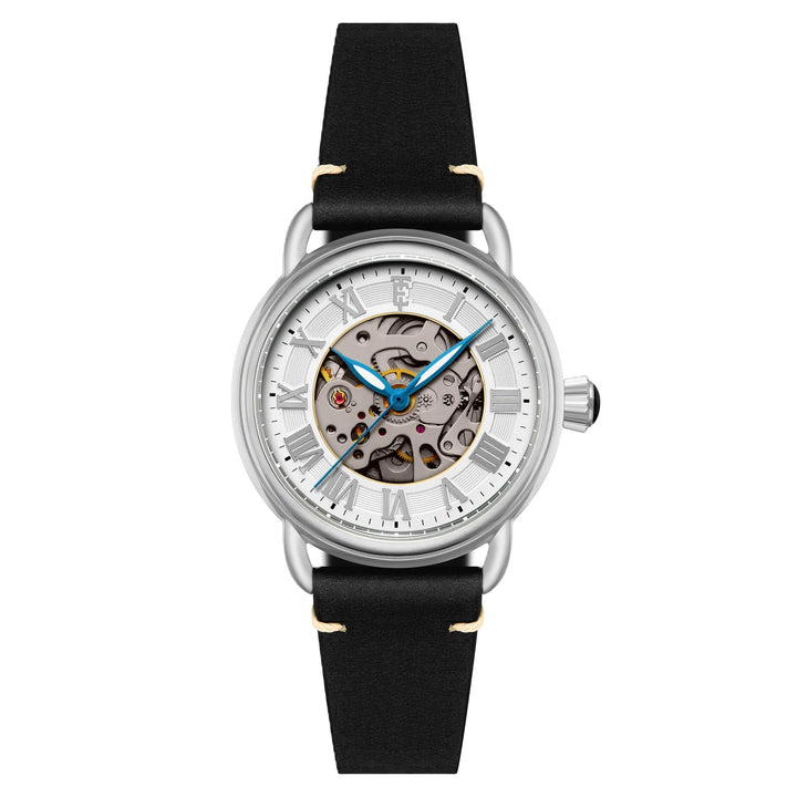 Investigator 40 Matt Silver / Black  Leather Strap Silver Dial