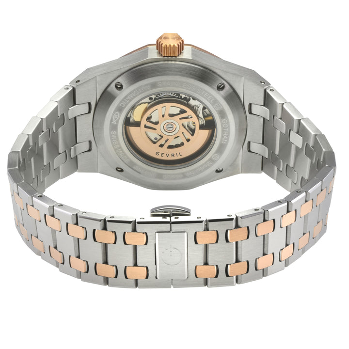 Gotham Swiss Automatic Movement, Black Embossed Dial, Two toned SS/IPRG Bracelet