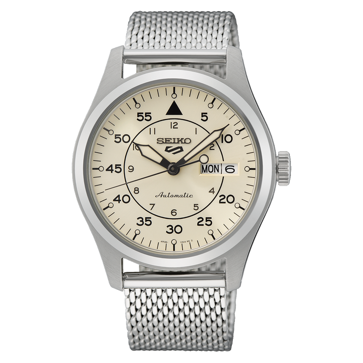 5 Sports Field Cream Dial / Steel Mesh Bracelet Cream White Dial