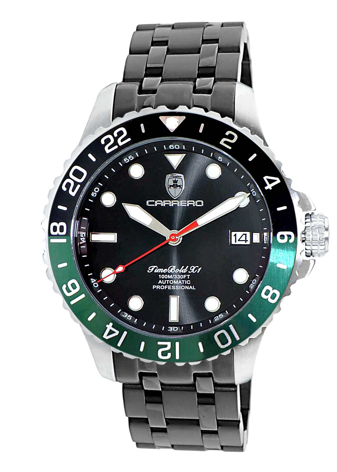 TIME BOLD- X10 BLACK-GREEN/ IP-Black Black Dial