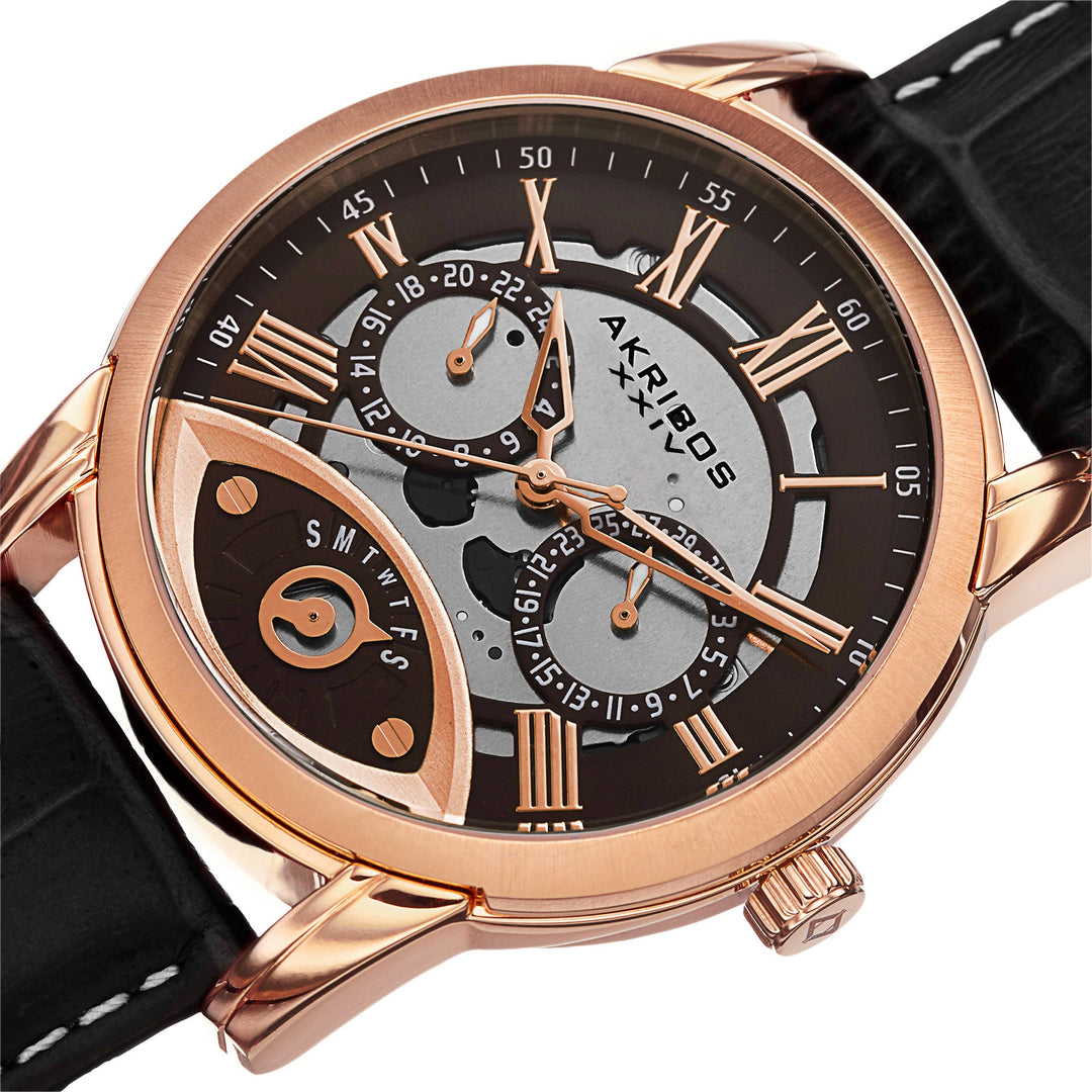 Spirit Rose Gold Tone/Rose Gold Ion Plated Stainless Steel/Leather | Black Dial