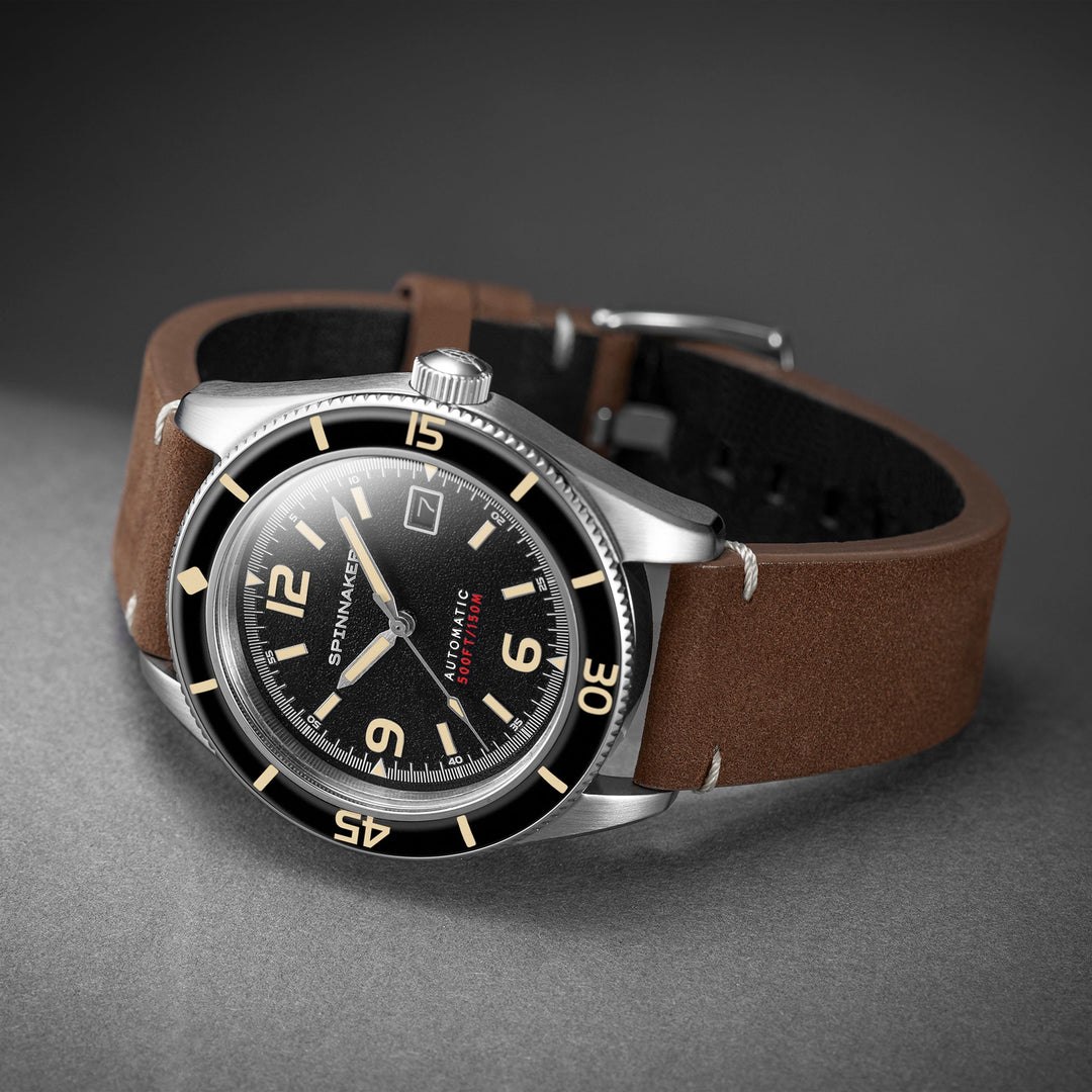 Fleuss Black / Brown / Leather | Black Dial