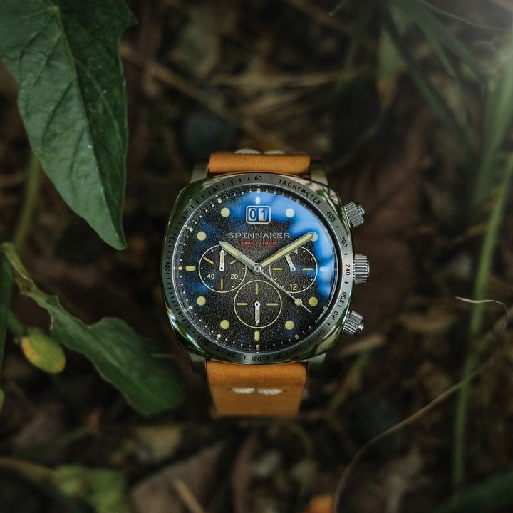 Hull Chronograph Black & Brown / Leather Black Dial