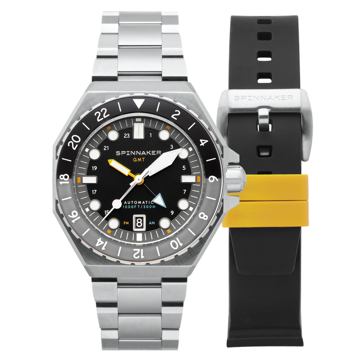 Dumas GMT Automatic Black/Stainless Steel | Black Dial