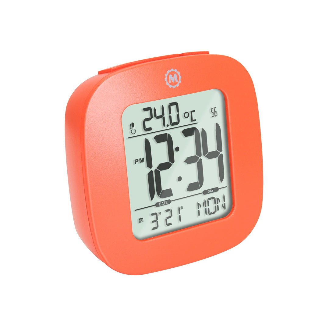 Compact Alarm Clock with Temperature and Date Clock, LCD, Alarm, Mini, Orange (2
