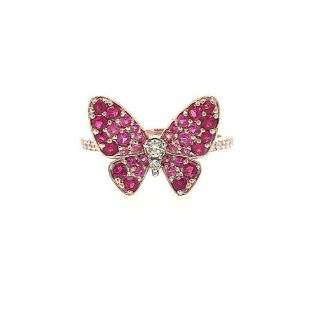 Pink Sapphire Butterfly Ring