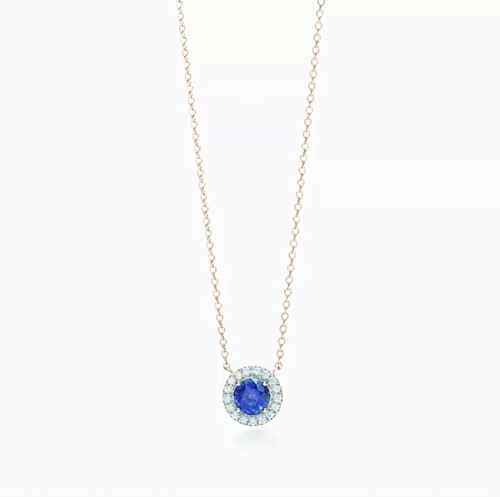 Sapphire Halo Necklace