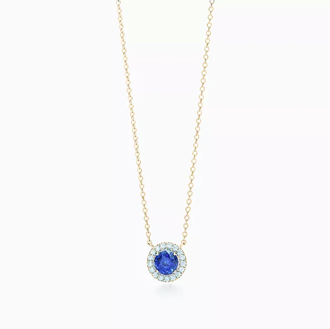 Sapphire Halo Necklace