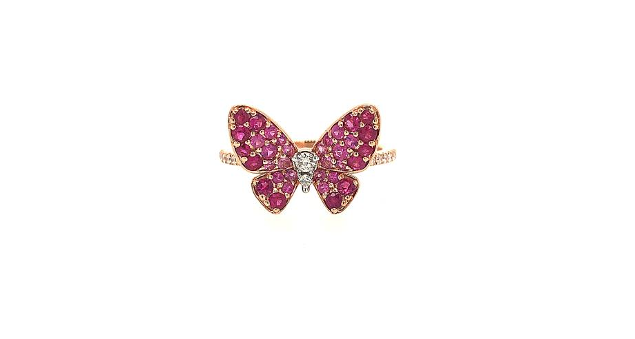 Pink Sapphire Butterfly Ring