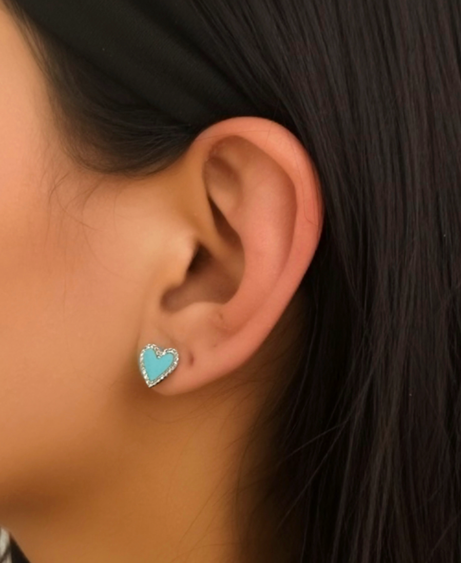 Turquoise Heart Studs