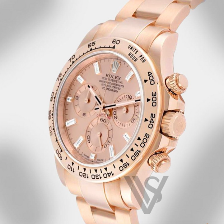 Pre Owned Discontinued Rolex - Daytona - Rose Gold Baguette Diamond Dial 18K Rose Gold Oyster Bracelet 2021