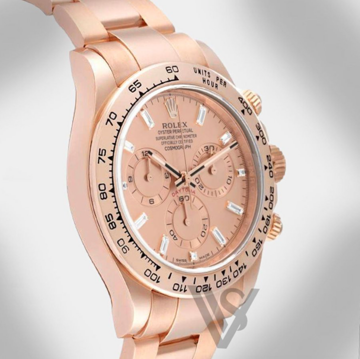Pre Owned Discontinued Rolex - Daytona - Rose Gold Baguette Diamond Dial 18K Rose Gold Oyster Bracelet 2021