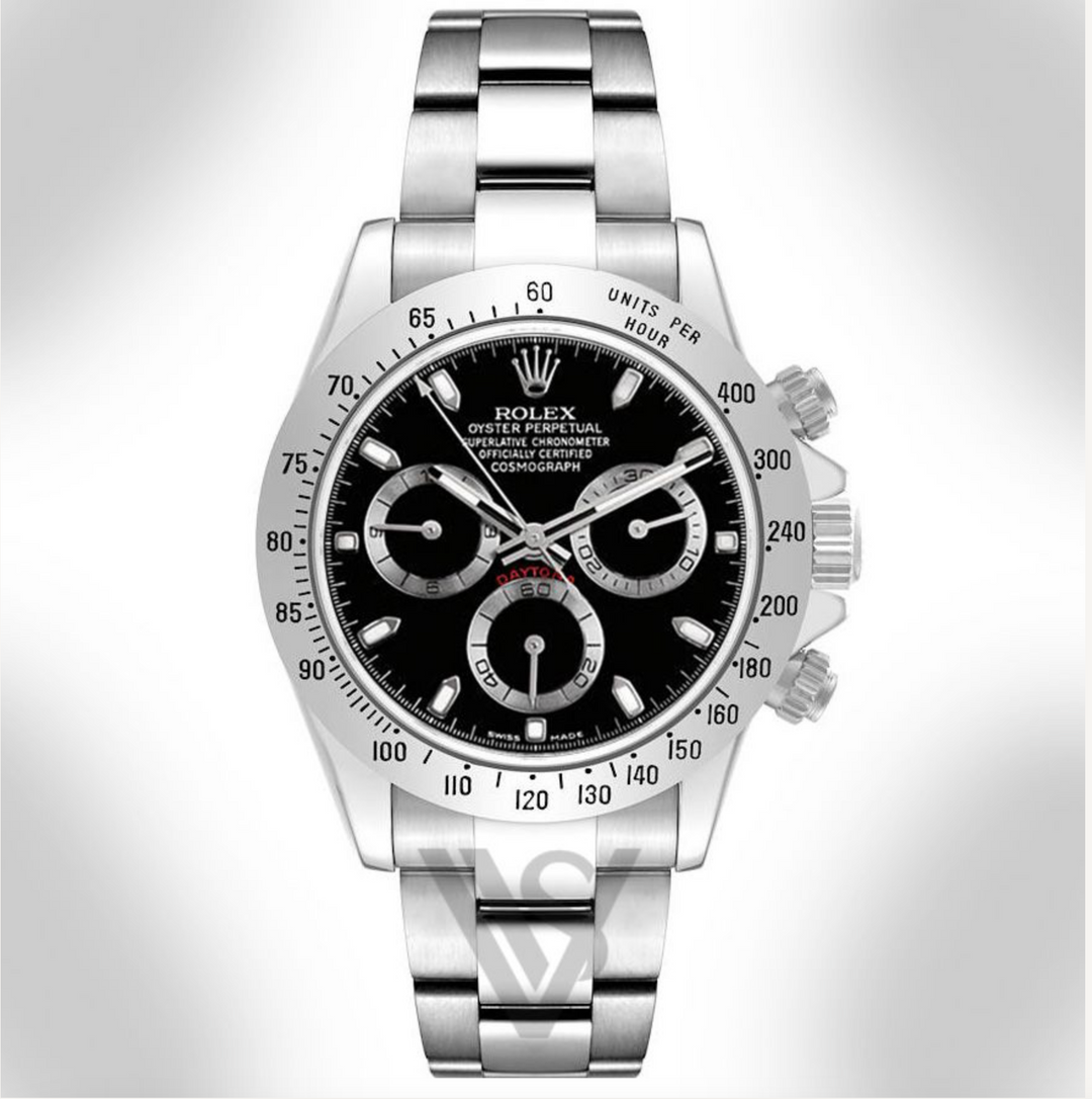 Pre Owned Rolex Daytona Steel Bezel - Black Index Dial - Oyster Bracelet 2002