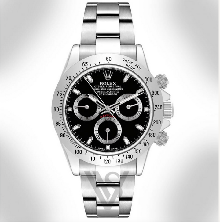 Pre Owned Rolex Daytona Steel Bezel - Black Index Dial - Oyster Bracelet 2002